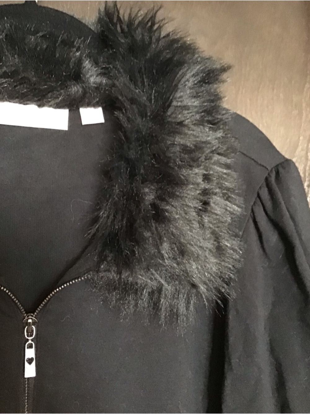 Belle by Kim Gravel Black Faux-Fur Collar Half-Zip Hoodie - Picture 3 of 5